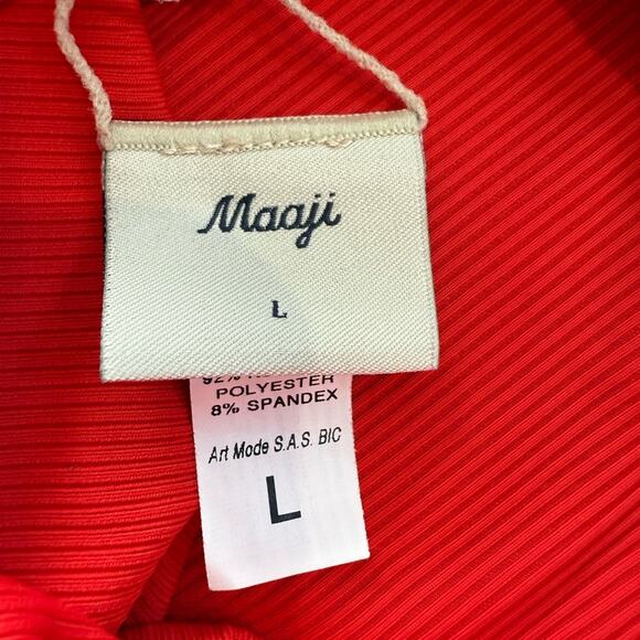 Maaji Ribbed Crimson Red Ariah Short Mini Dress Back Cutout Size Large - Picture 9 of 12